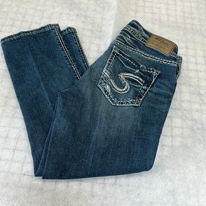 29 x 22.5 Capris. Silver Suki. LIKE NEW